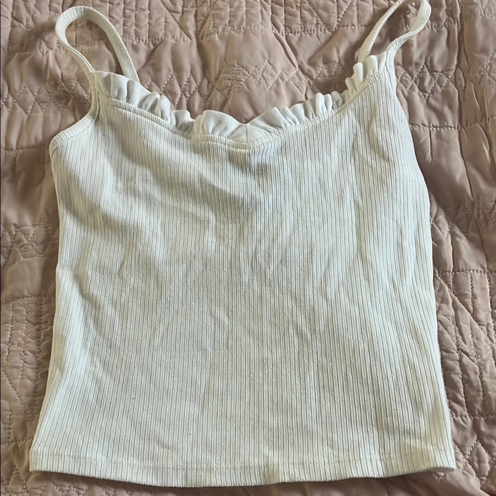 White Ruffled Women's Top
